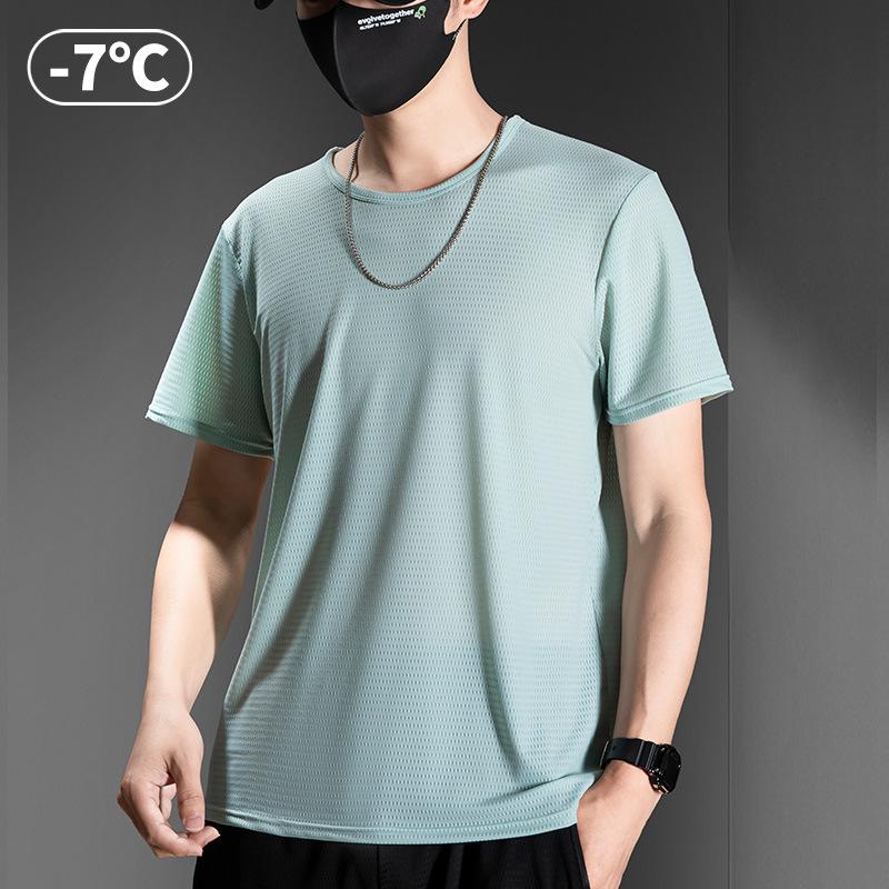 Men's Quick-Dry Ice Silk Mesh T-shirt - Breathable, Lightweight, Short Sleeve for Summer Sports