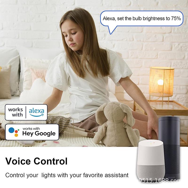 Tuya Smart WiFi E27 Bulb, Dual Mode, 7-Color, Voice-Control, Remote Scheduling