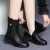 Fashion boots soft leather boots autumn and winter new low-heeled medium tube non-slip soft-soled small leather boots trendy versatile women