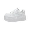 Women's White Spring/Summer 2025 Platform Sneakers - Thick-Soled, Height-Increasing, Petite-Friendly Casual Shoes