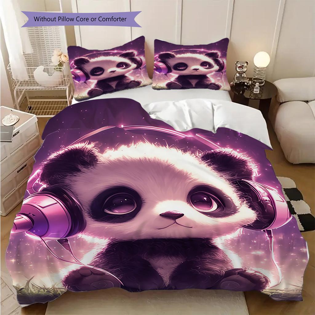 Panda Pattern Bedding Quilt Set Quilt Cover Pillowcase Home Decoration Birthday Gift (1 * duvet cover + 2 * pillowcase, without core)