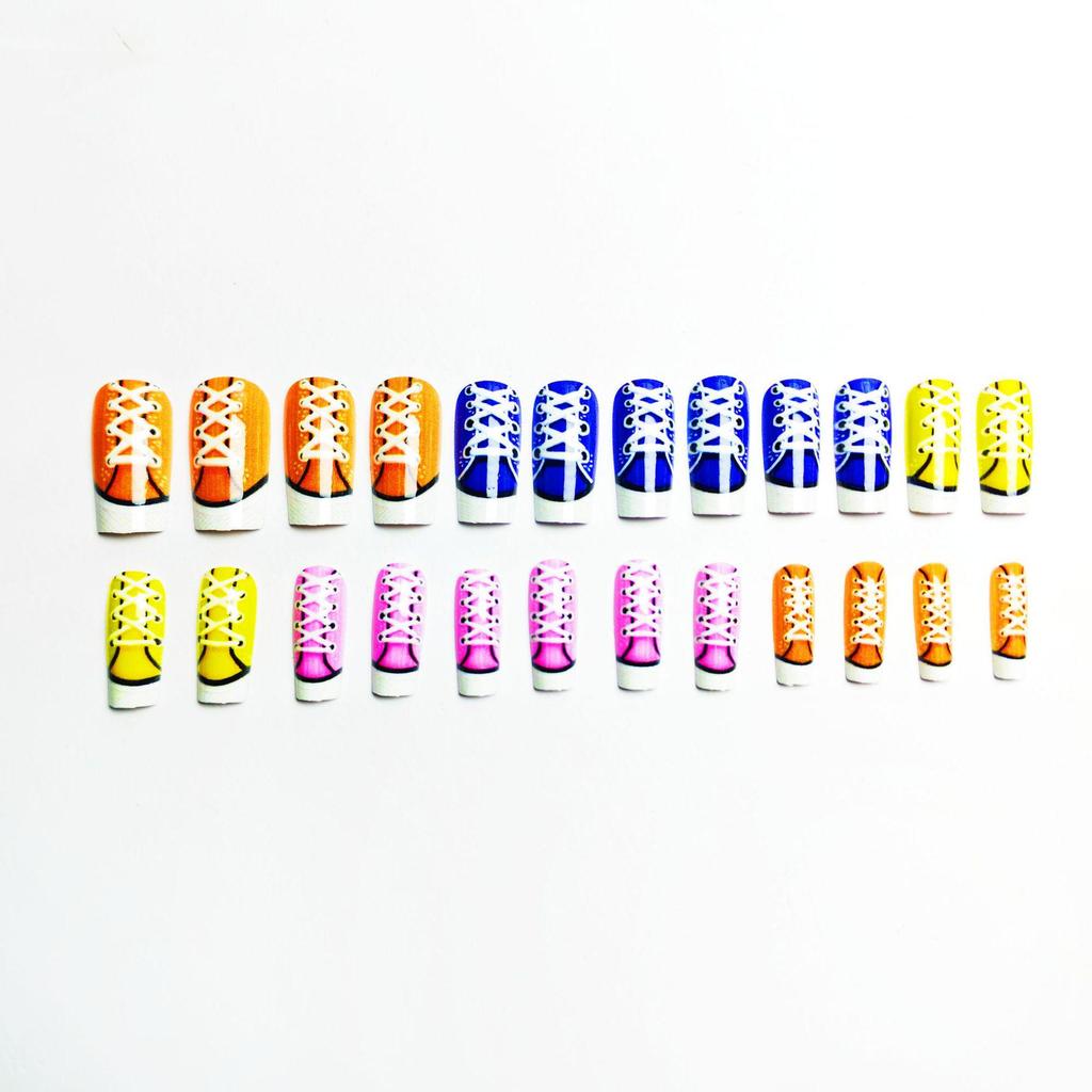 Colorful Mid-Length European Square Nail Art Stickers - Detachable, Wearable Fashion for Personalized Style