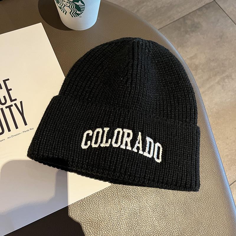 

Модная брендовая шерстяная шапка мужская осенне-зимняя теплая для большой окружности головы универсального цвета с вышивкой Colorado вязаная шапка-мешок женская Elastic