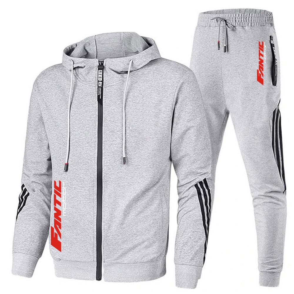 

ДЛЯ мотоцикла FANTLC, новинка 2023 года, мужская повседневная спортивная одежда, спортивные брюки с капюшоном и принтом L серебряный