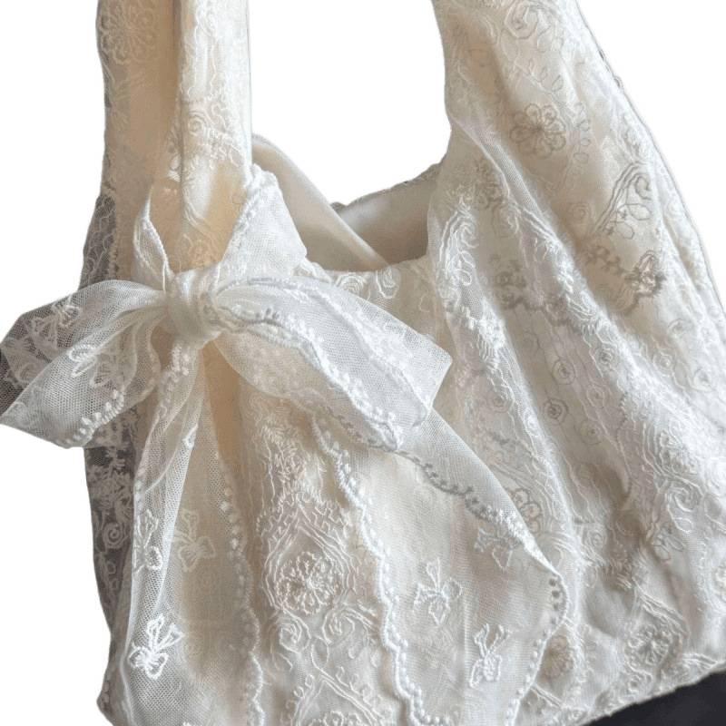 Korean Lace Flower Canvas Shoulder Bag - 2025 Large Capacity for Women