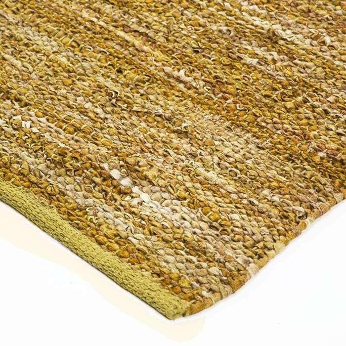 Living Room Rug In Braided Yellow Leather 120x170