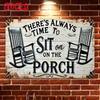 Vintage Tin Wall Sign Time To Sit On Porch Decor Metal Art Home Gift