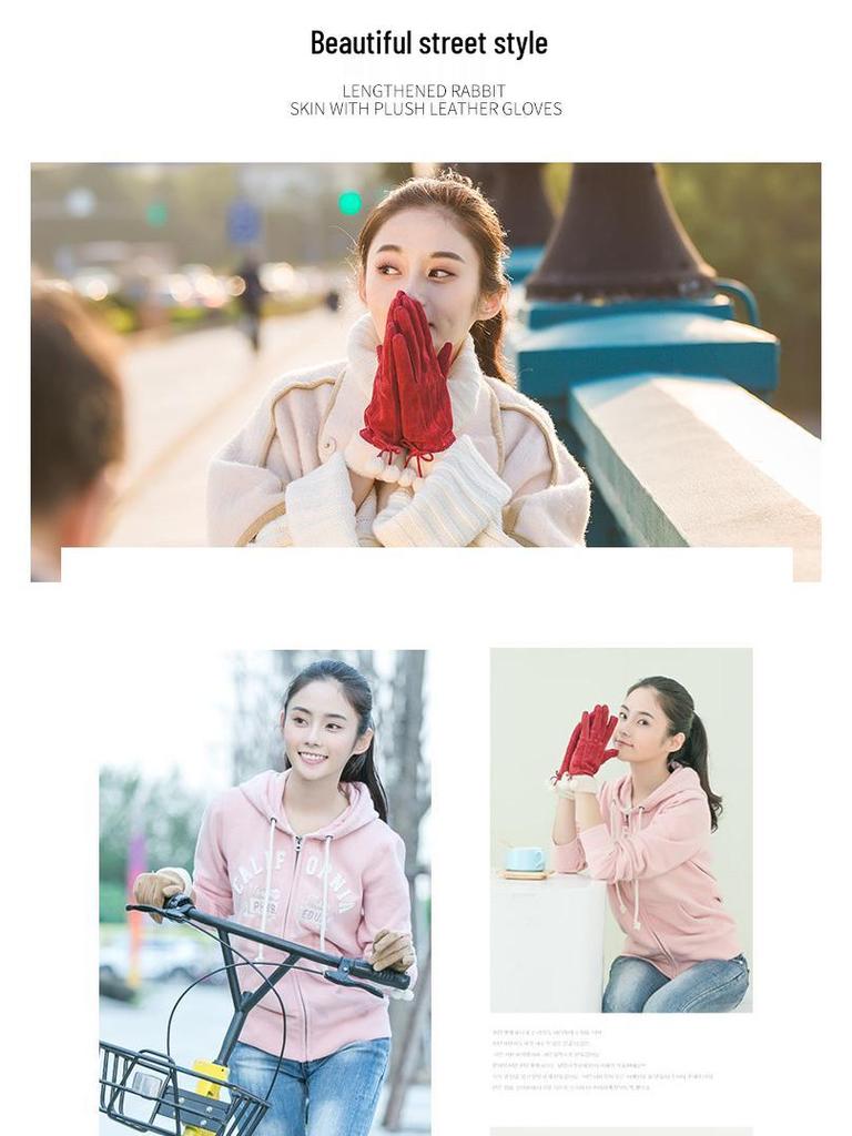 Women's Fleece-Lined Leather Cycling Gloves - Warm, Touchscreen-Ready, Perfect Christmas Gift