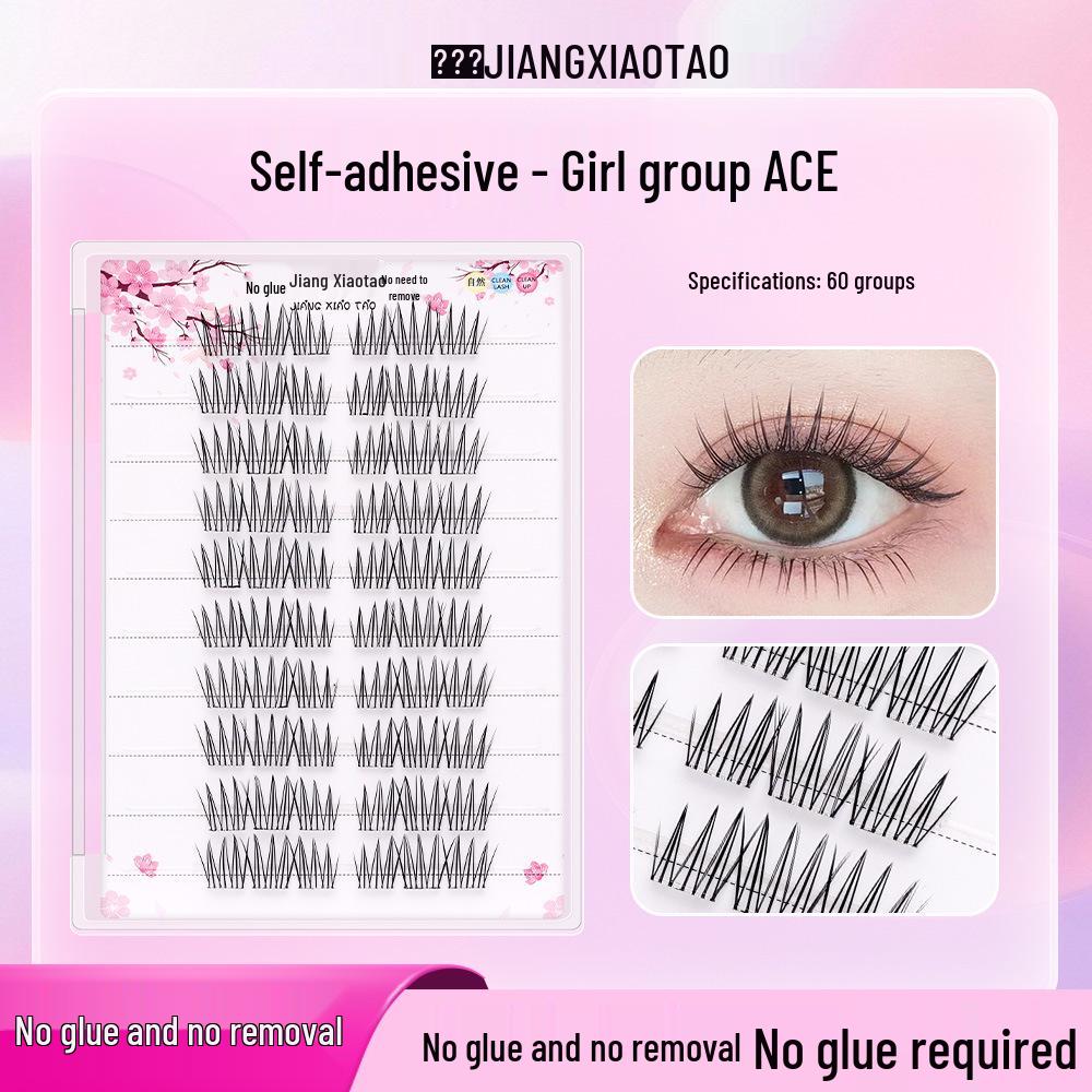 ACE Klebefreie Selbstklebende Cartoon-Büschelfalsche Wimpern - Natürlich, Faules Tragen