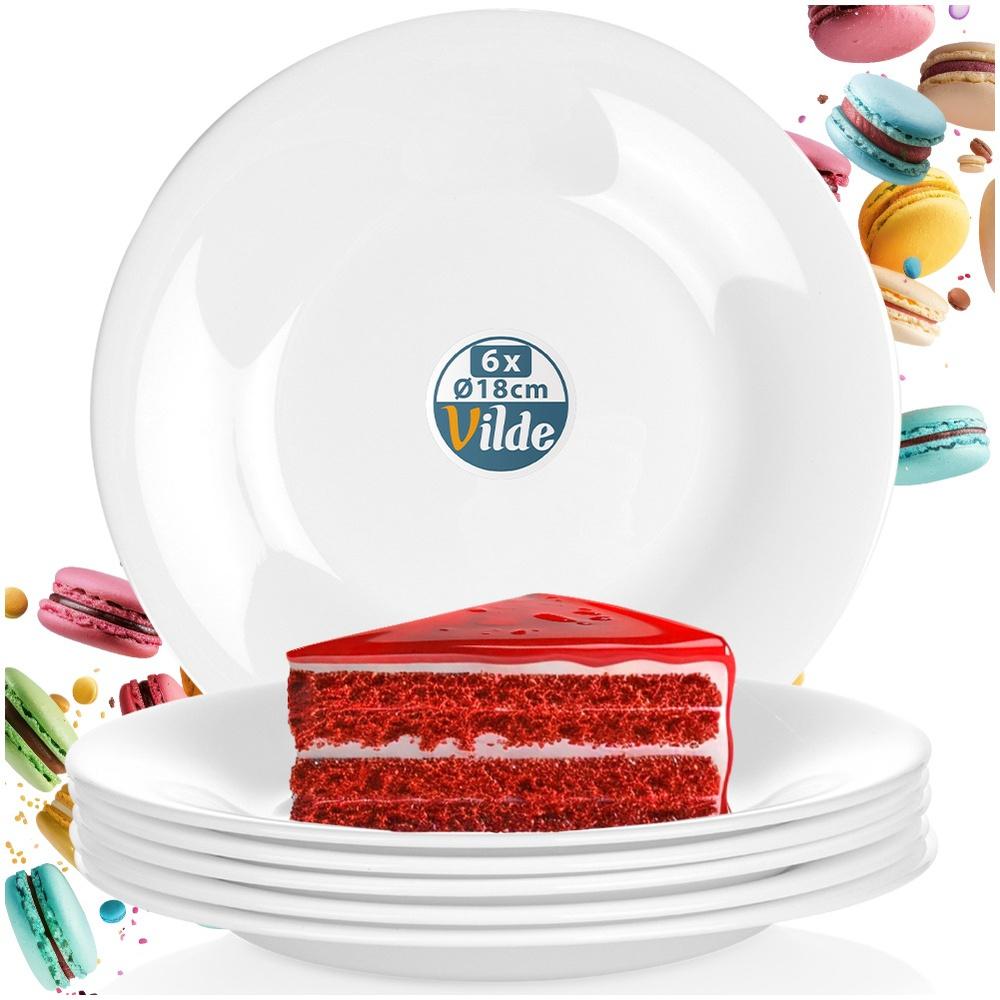 White Glass Dessert Plates 18 Cm 6 Pcs.