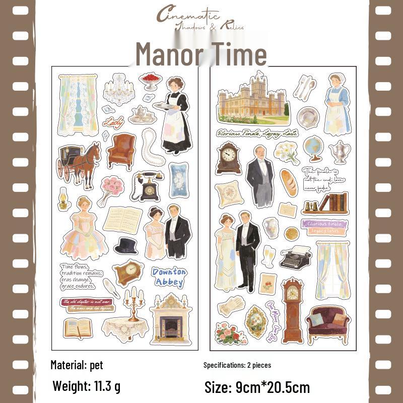 Yuxian PET Stickers Light & Shadow Series: 6 Life-Themed Styles, 2 Sheets per Pack, Die-Cut Scenery Decorations.