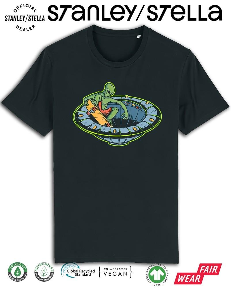 

Мужская футболка с инопланетным скейтбордистом, смешная футболка для скейтбордиста с НЛО и инопланетянами XL