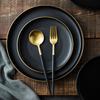 Black Frosted Steak Plate Gold Plated Ceramic Round Western Food Plate Home Cooking Dishes El Restaurant Tableware Kitchen