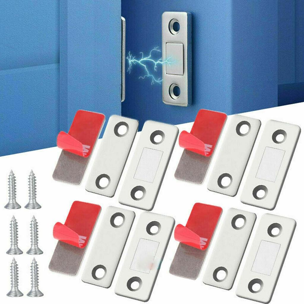 Thin Magnetic Door Latch For Cabinet Automatic And Wall-mounted Stainless Steel Material