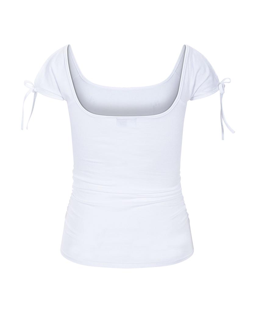 Peullijeunopallou Vane Shirring Short Sleeve Top (White)