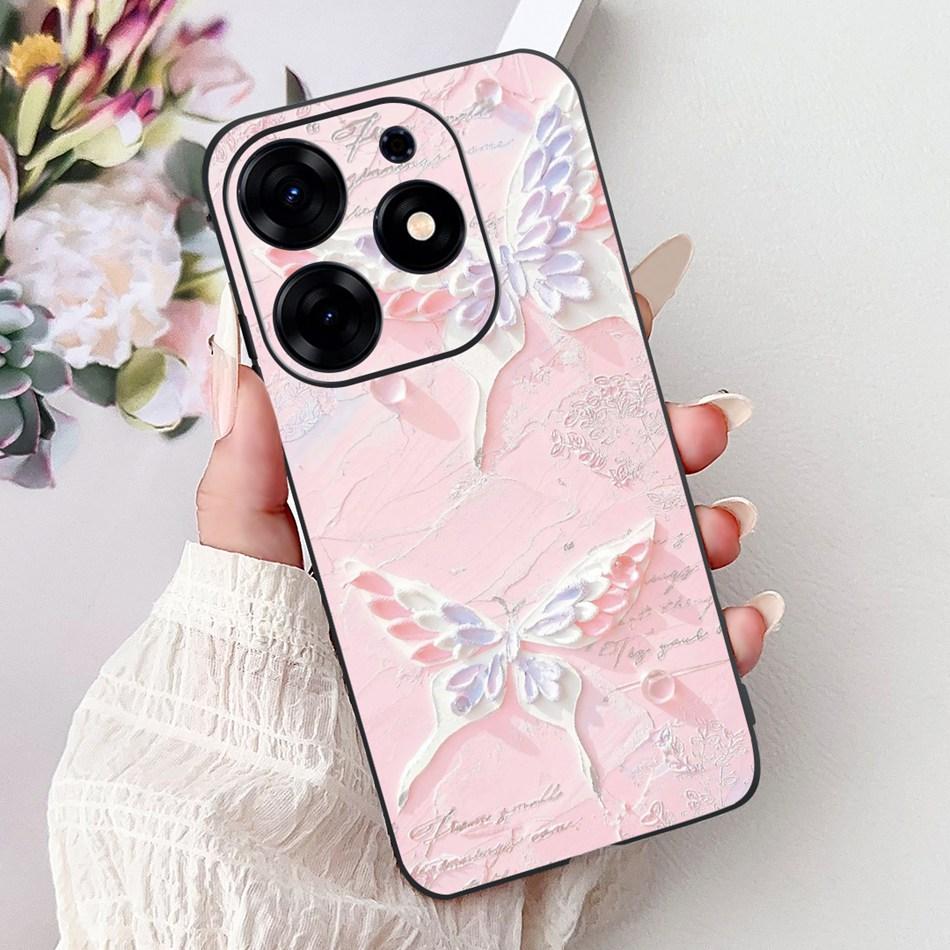 For Tecno Spark 10 Pro Phone Case Spark 10Pro 4G KI7 Elegant Floral Cat Printing Soft Silicone TPU Cases