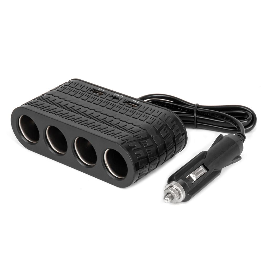 Cigarette lighter socket splitter with charger 2x USB-A 1x USB-C 12V 24V 120W 80cm AMIO-04367