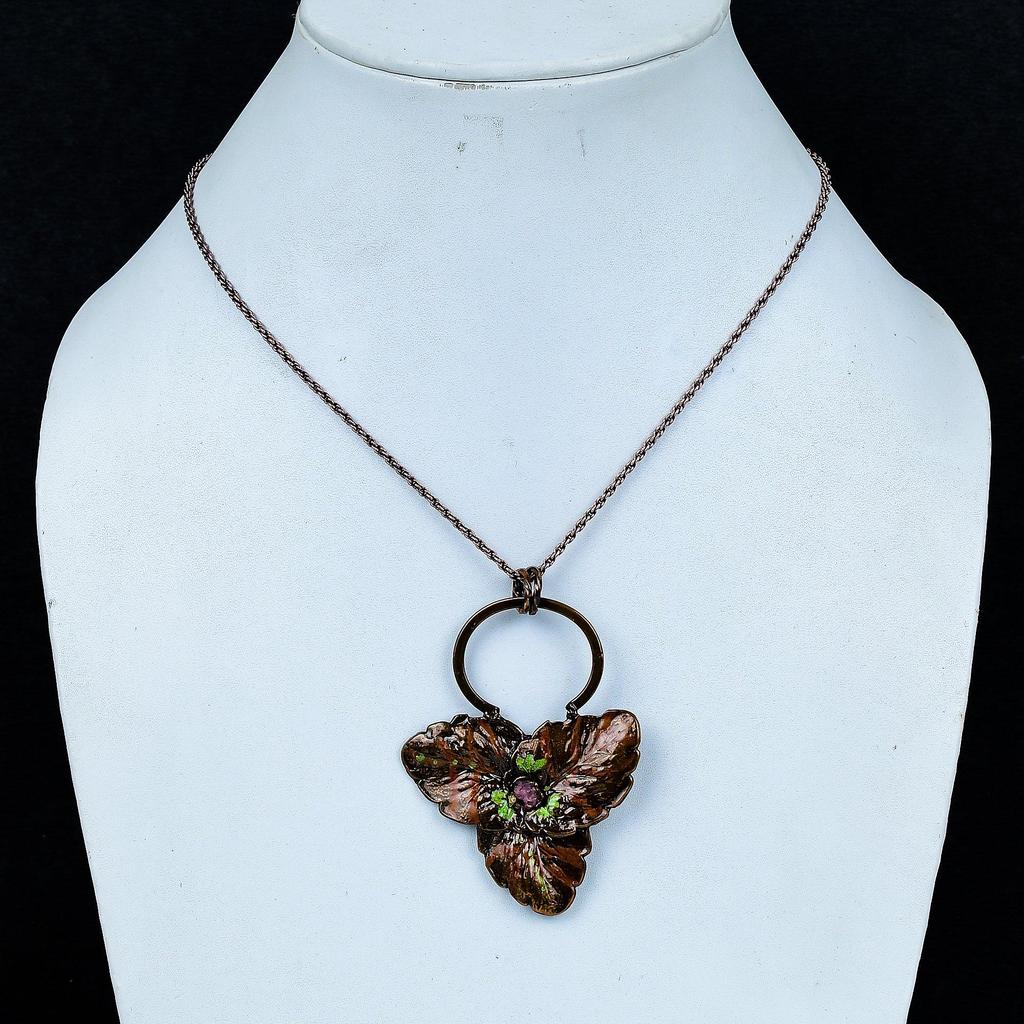 Ruby Pendant Gemstone Jewelry, Copper Electroformed Handmade Pendant, Latest Design Jewelry