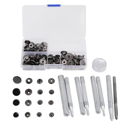 40 sad lisovacích knoflíků, patentek, zapínání, kožené džínové doplňky, základní nástroje, černé