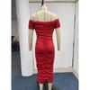 Sexy, elegantes Midikleid mit One-Shoulder-Rüstung für Damen