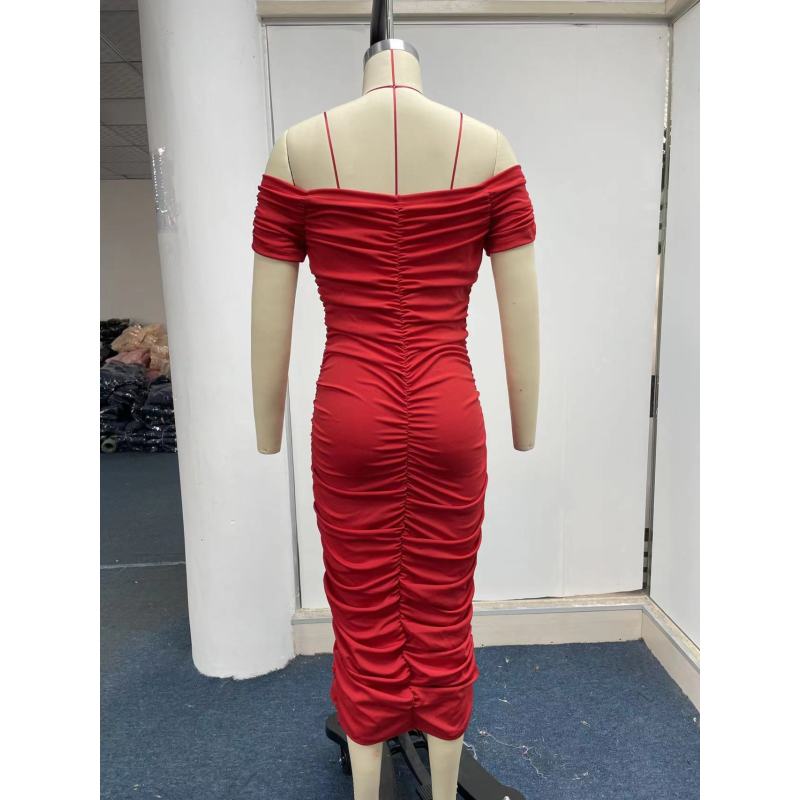 Sexy, elegantes Midikleid mit One-Shoulder-Rüstung für Damen