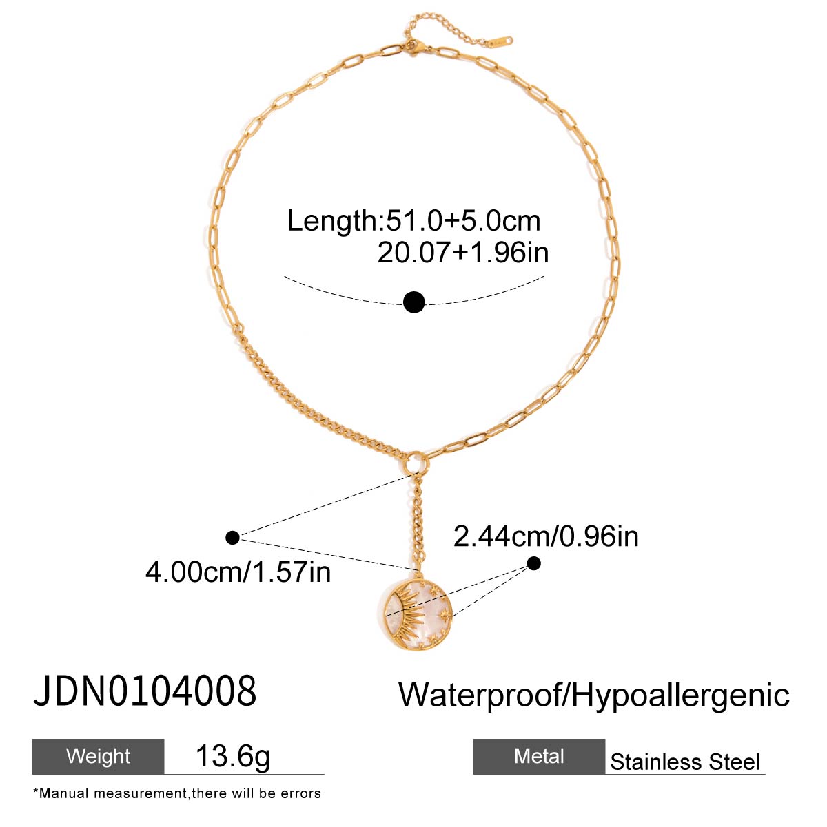 Youthway Натуральная Ракушка Морская Звезда Круглая Подвеска-Монета Ожерелье Позолоченное Темперамент Нержавеющая Сталь Премиум Ювелирное Изделие Шарм Ожерелье