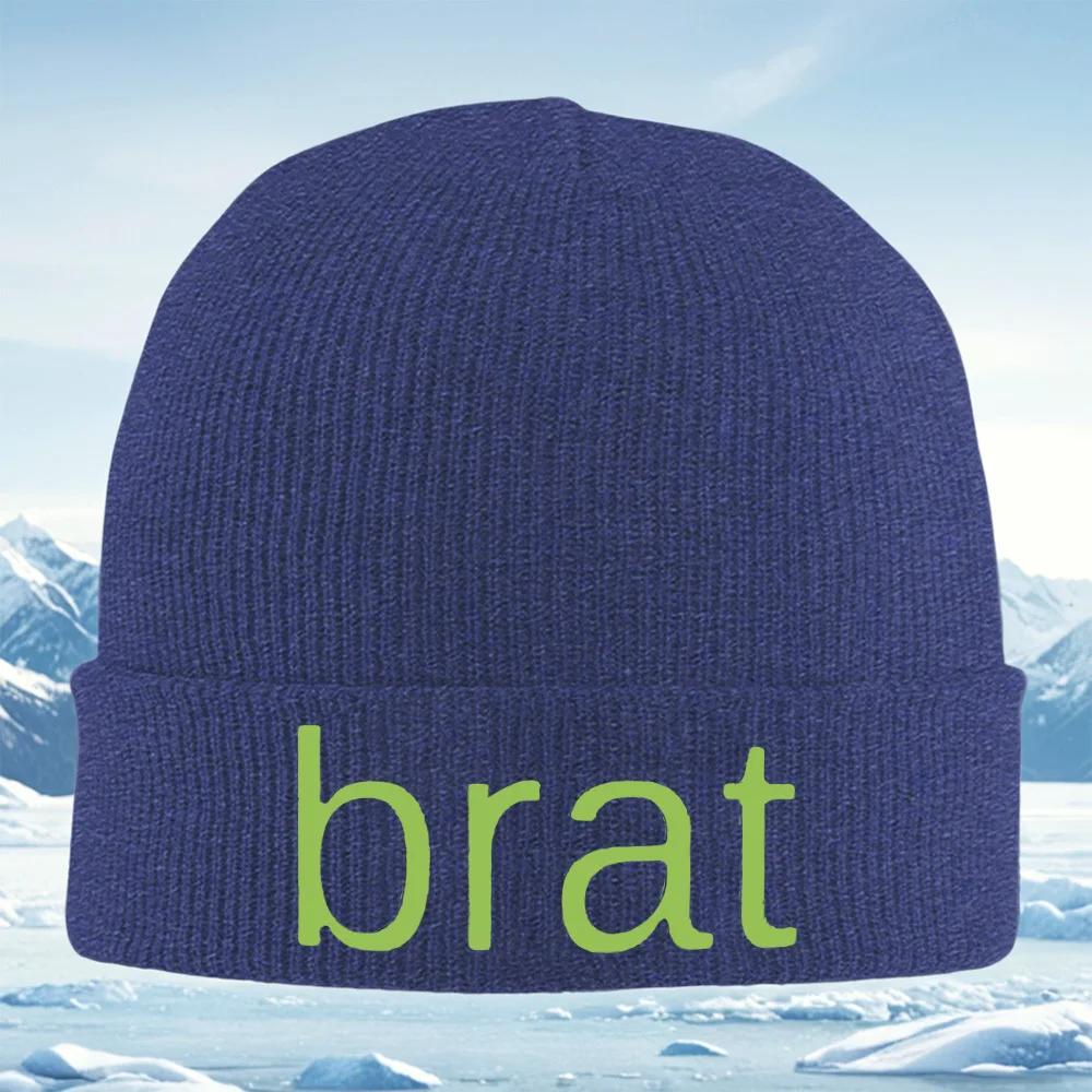 

Green word on black background Knitted Hat Unisex Women Unisex Beanie Pullover Cap Winter Thermal Warm Christmas Outdoor Cycling Hi