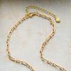 French Fashion Lazy Simple Natural Stone Handmade Water Drop Pendant Gold-Plated Chain Short Collarbone Necklace Gift Jewelry