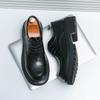 British Style Big Head Leather Shoes Platform Sole Height Increase Hand Scratch Leather Shoes Size Large Size