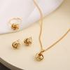 3pcs Set Fashion Creativity Geometry Stereo Knotting Pendant Necklaces Earrings Rings for Women Charm Jewelry Set Accessory Gift