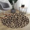 Tappeto Rotondo Stampa Leopardo Marrone Tappeti in Flanella Decorativi per Pavimento Casa Salotto Camera da Letto Donna Ragazza con Trama Animalier