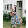 French Vacation Style Oil Painting Suspender Dress Women's Summer New Contrasting Colors Fashion Loose and Thin Niche Long Dress