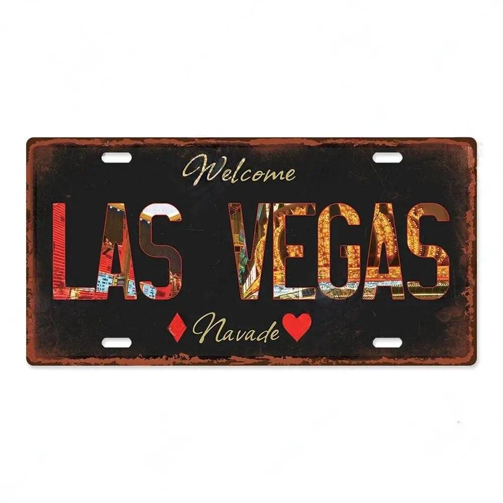 Vintage Las Vegas Metal Tiin Signs Decor Licenses Metal Plate Plaque Wall Decor for Living Room Club