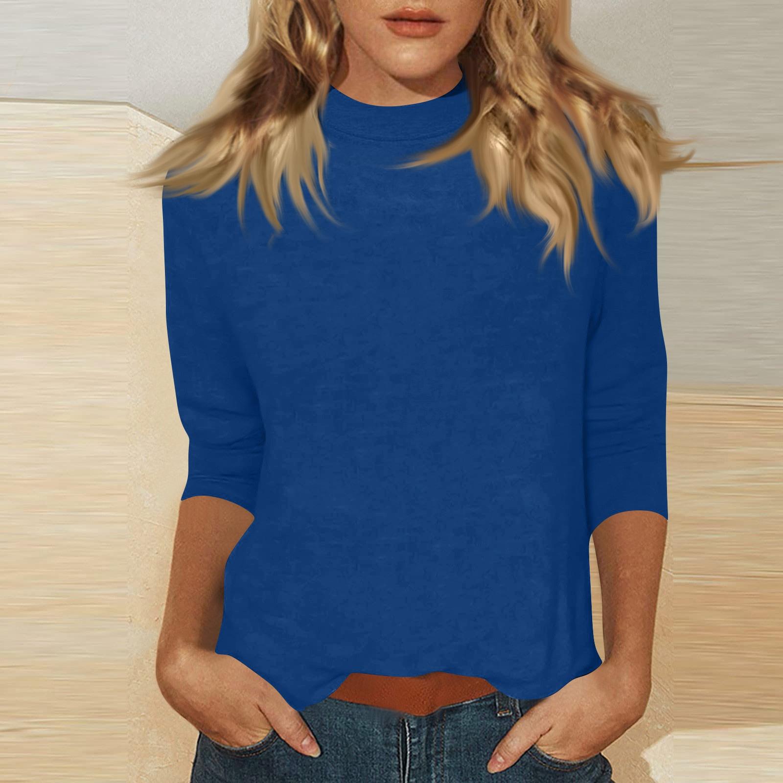 

Women s Daily Casual 3/4 Sleeve Mid Color Top M синій