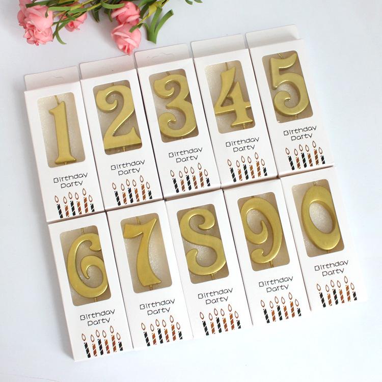 Gold Number Cake Candles for Birthday Celebrations - Party Decoration Arrangement.