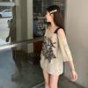 2025 Summer Chic Butterfly Off-Shoulder Women's Distressed Short Sleeve T-Shirt