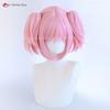 Anime Madoka Kaname Cosplay Wig Light Pink Double Ponytail Clip Wig Heat Resistant Synthetic Hair Halloween Party Wigs + Wig Cap