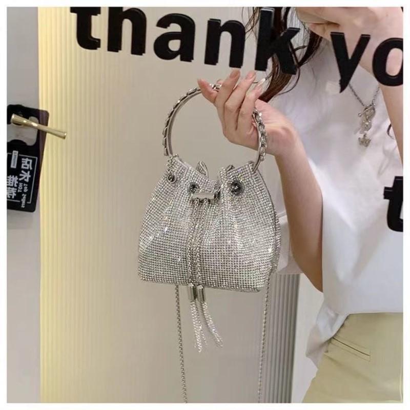 JIAERDI Fairycore Aesthetic Rhinestone Bucket Bag For Women New Trendy Handle Purse Female Beading Shine Hand Bag Crossbody Bags