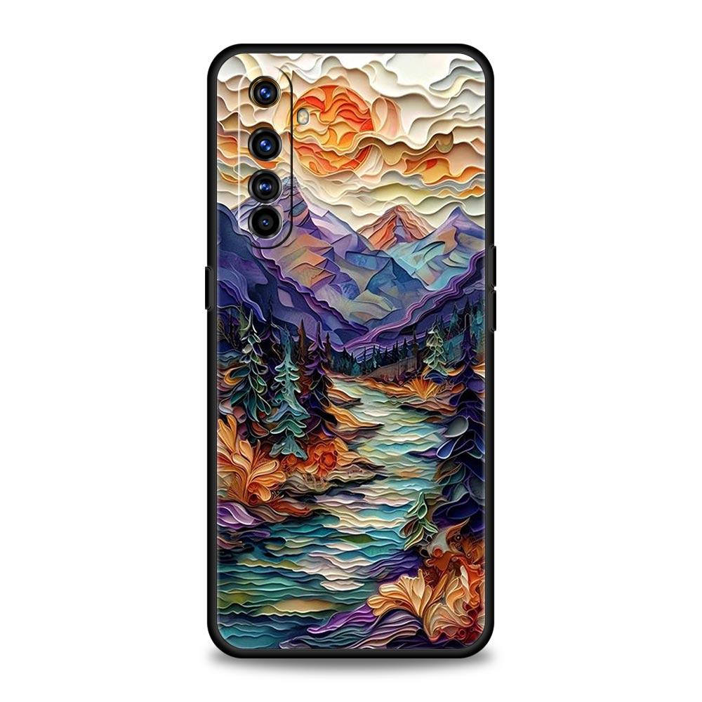 Landscape Painting Phone Case For Realme 12 11 10 6 7 9 Pro Plus 8 5G C35 8i 9i GT2 GT3 GT5 GT Neo 2 3 5 Black Cover Soft Shell