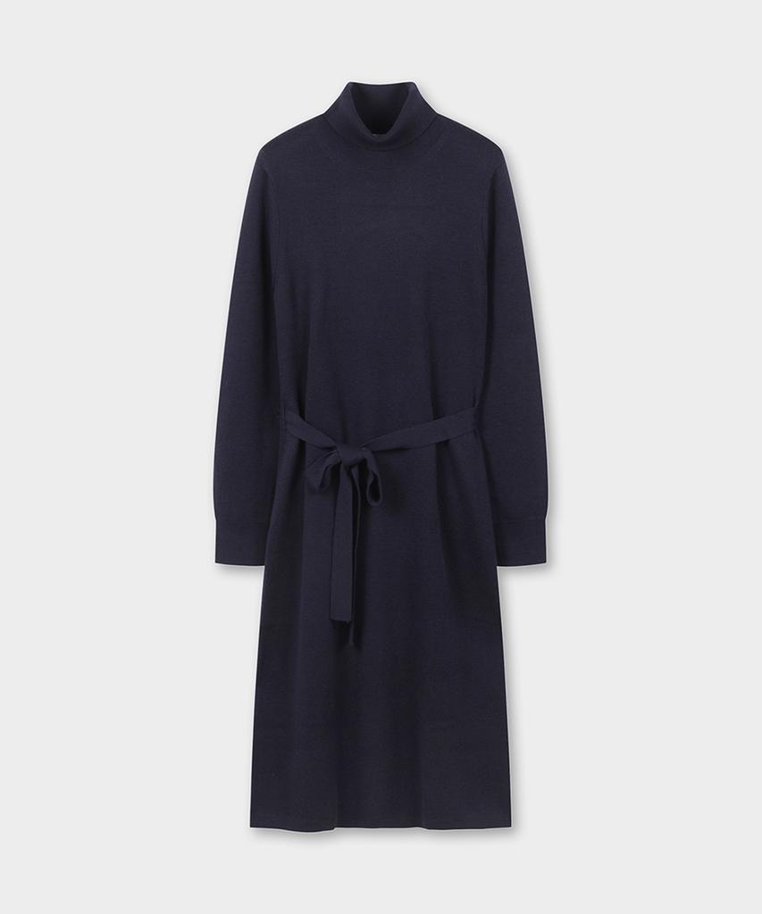 Brooks Brothers [Women'S] Wool Turtleneck Belted Sweater Dress (Navy) (Bbdzwm3731Qef)
