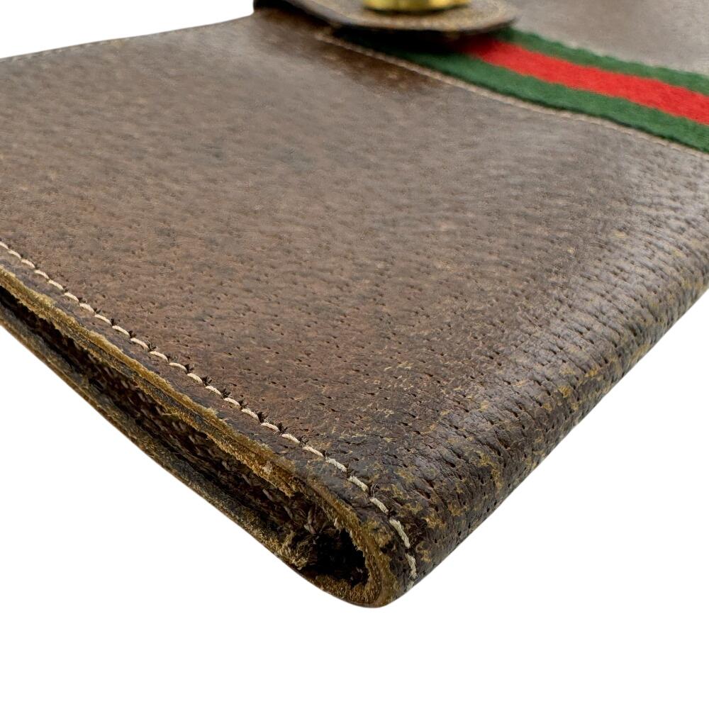 GUCCI Sherry line leather Purse Brown leather Used