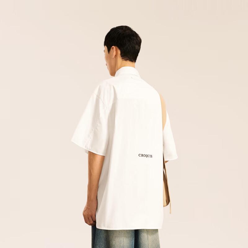 CROQUIS Chemise à Manches Courtes et Col pour Homme Coupe Ample en Coton