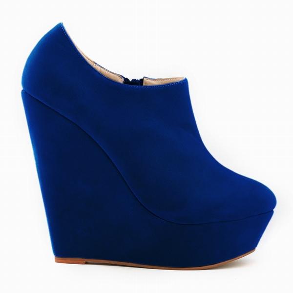 Woman Flock Leather Ankle Boots 14cm Super High Heels Shoes Wedges Platform Zipper Short Boots Fashion Women Shoes