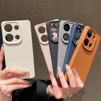 Soft Silicone Shockproof Phone Case for Xiaomi 13t Poco X6 M6 Pro Redmi Note 14 13 12 11 10 Pro Solid Color Slim Leather Texture Lens Protection Cover