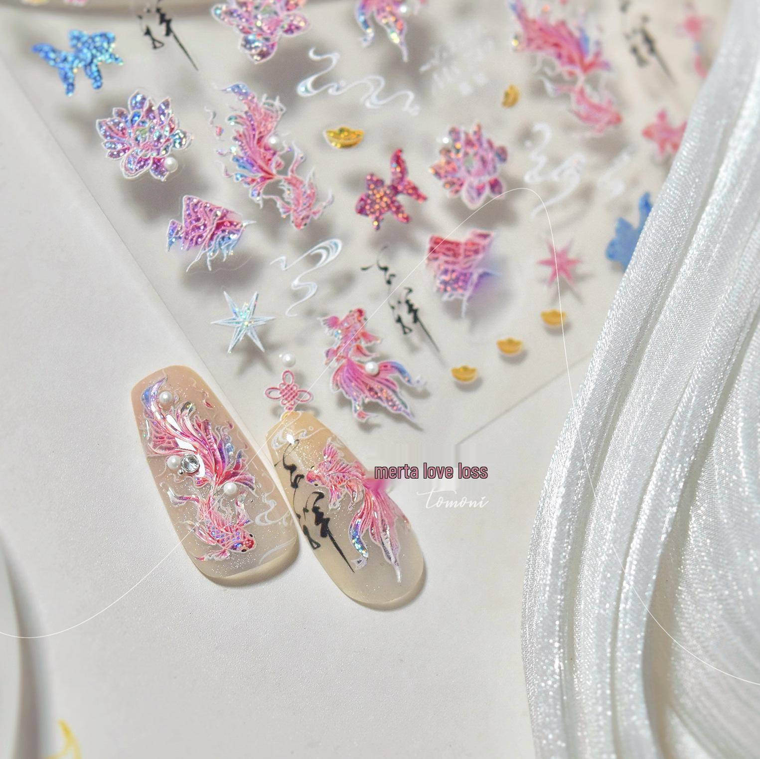 

Tomoni Crystal Diamond Koi Nail Stickers - Unique Collaboration Style from Taiwan