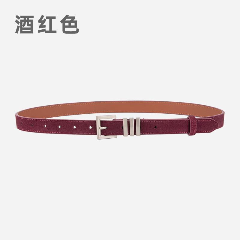 Ladies Premium Belt Dress Frosted Velvet Leather Decorative Vintage Belt Women'S