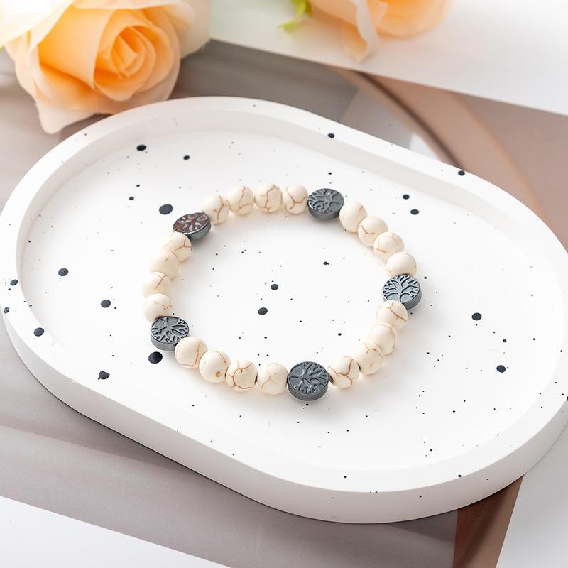 Fashionable 8mm Natural Stone Volcanic Rock Bracelet Black Gallstone Tree of Life Beaded Bracelet Healing Stone Bead Bracelets