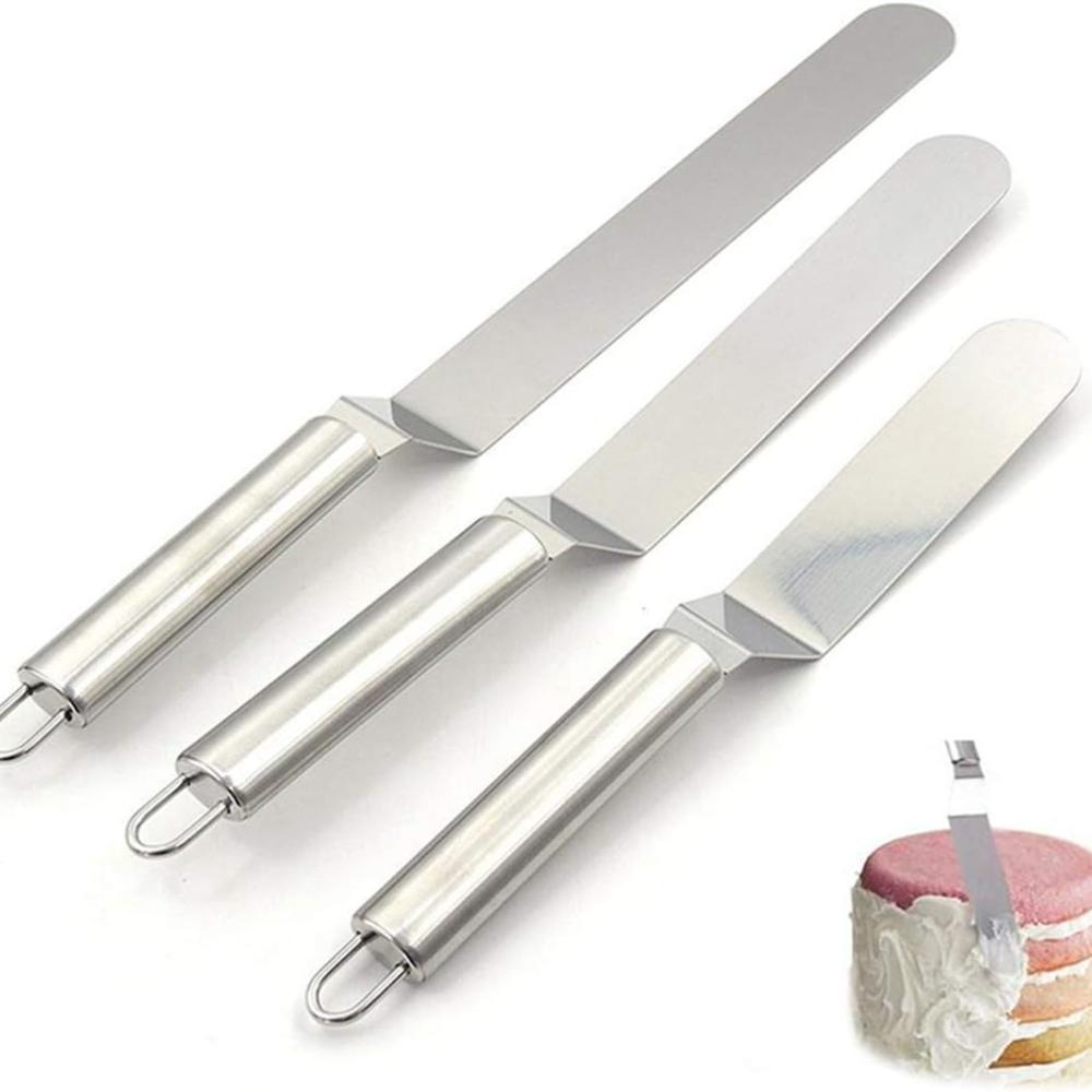 

Набор из 3 кондитерских лопаток из нержавеющей стали, шпатель для крема с нескользящей ручкой, набор из 3 шпателей для сладостей, шпатели, украшение торта
