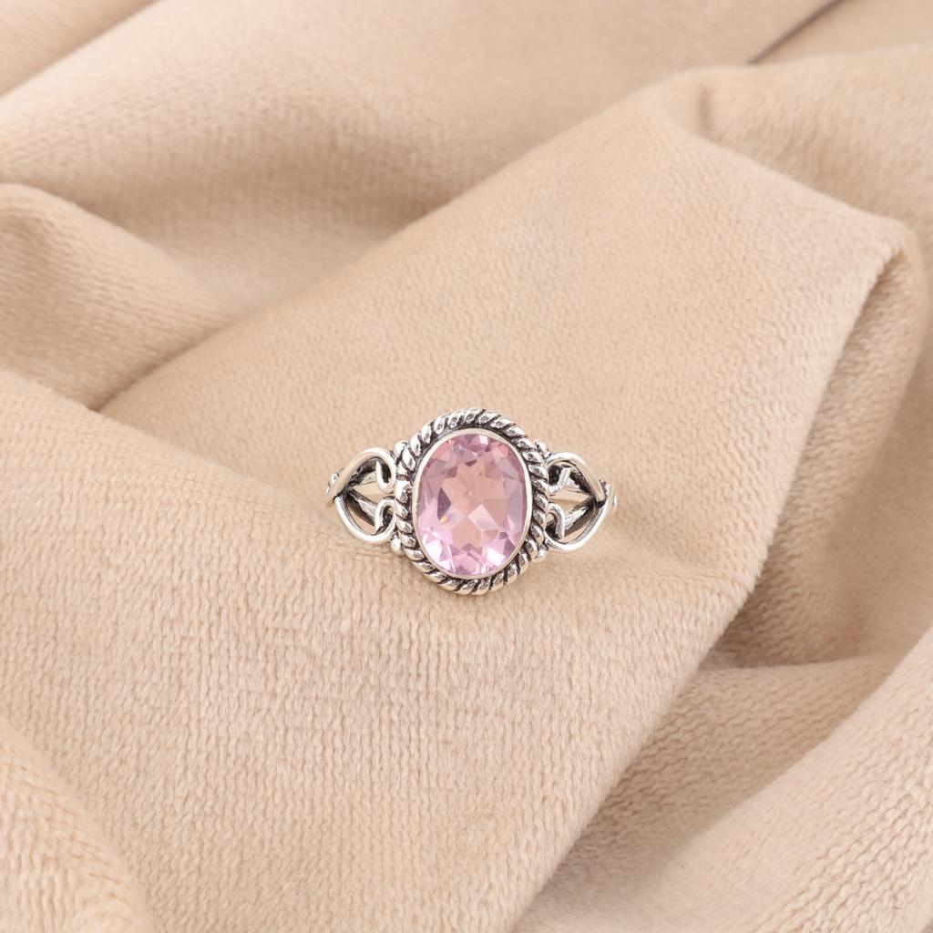 925 Sterling Silver Morganite Gemstone Jewelry Handmade Ring Women Accessorise RR-8-10