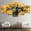 Leinwandbild Hirsch schreiend 5 Teile Wandkunst Malerei Modulare Wandbilder Poster Druck für Wohnzimmer Heimdekoration